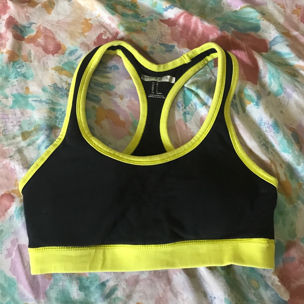 Forever 21 Black and Yellow Sports Bra