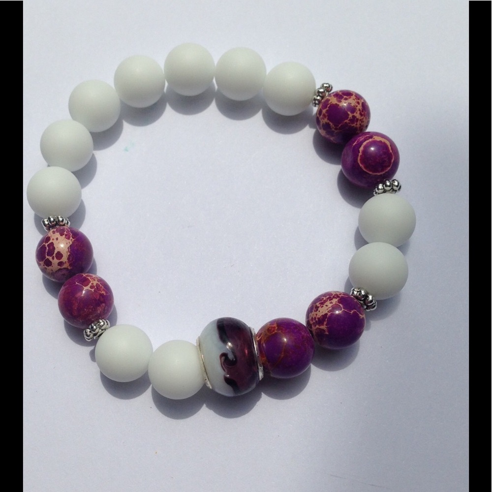 SOLD Impression Jasper and Alabaster Bracelet - Picture 2 of 8