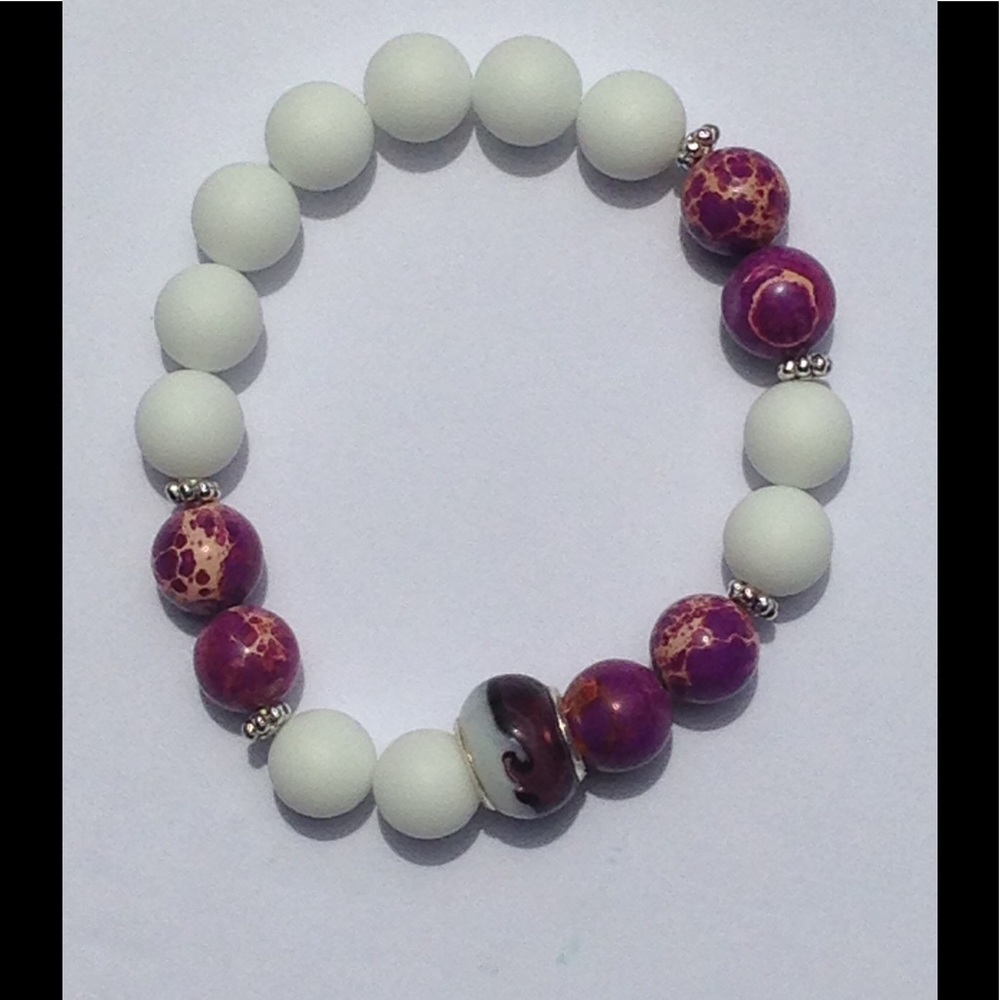 SOLD Impression Jasper and Alabaster Bracelet - Picture 3 of 8