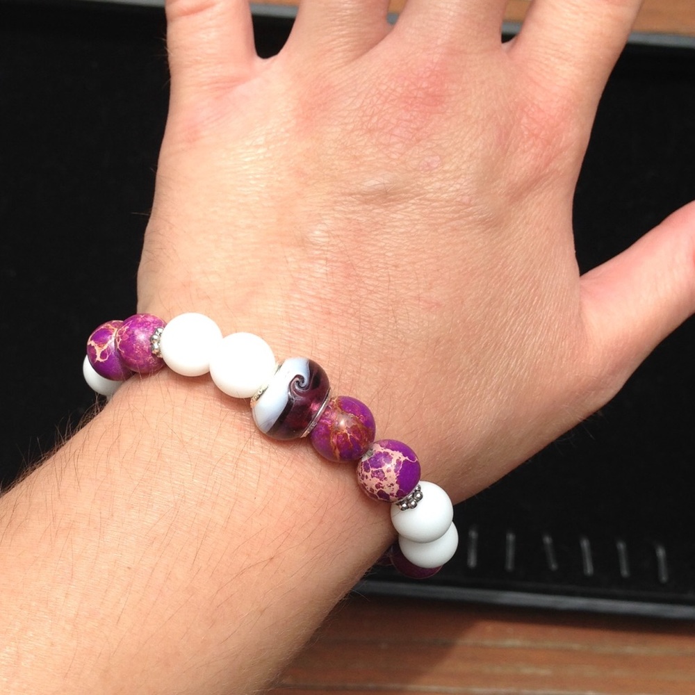 SOLD Impression Jasper and Alabaster Bracelet - Picture 8 of 8