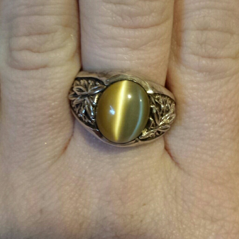 Cats Eye Sterling Silver Mens Ring