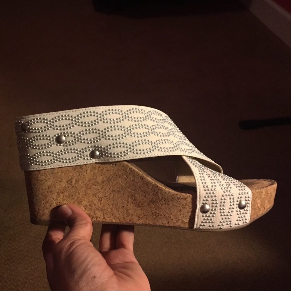 White and silver lucky brand wedges