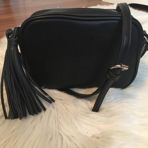 Black leather small cross body bag