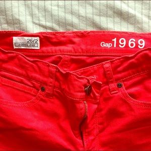 GAP 1969 legging jeans- jean bright coral red