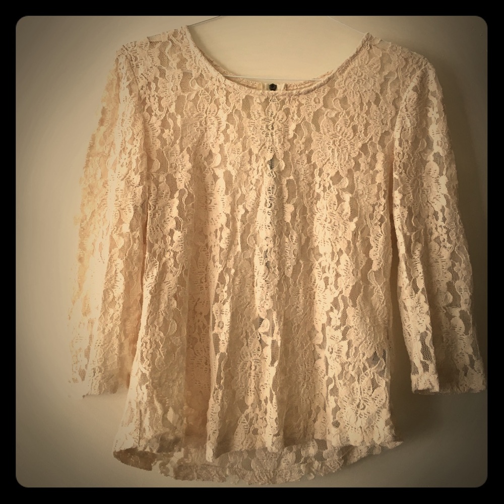 Tulle Lace Top 3/4 Length Sleeves