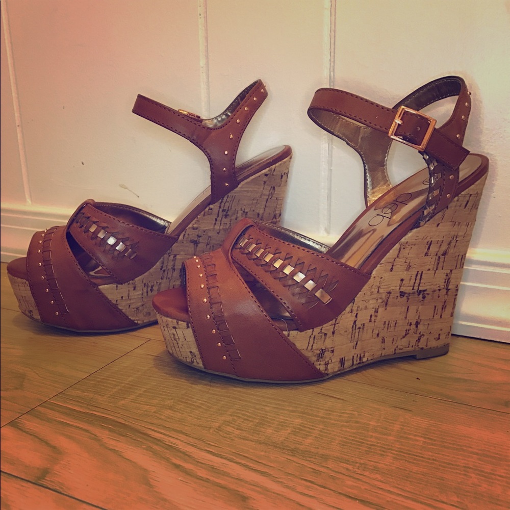 Cute cork wedges with rose gold accents