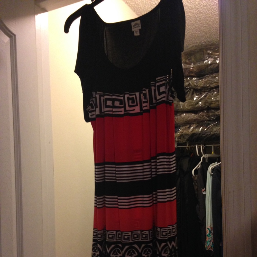 Red and black to the knees dress