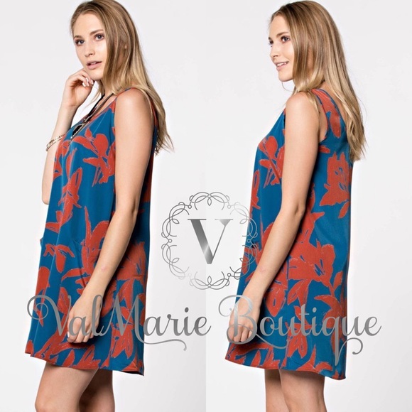 Teal Rust Dress - Picture 3 of 3