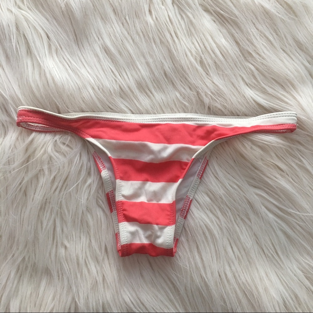 Avie Stripe coral white itsy cheeky bikini bottom