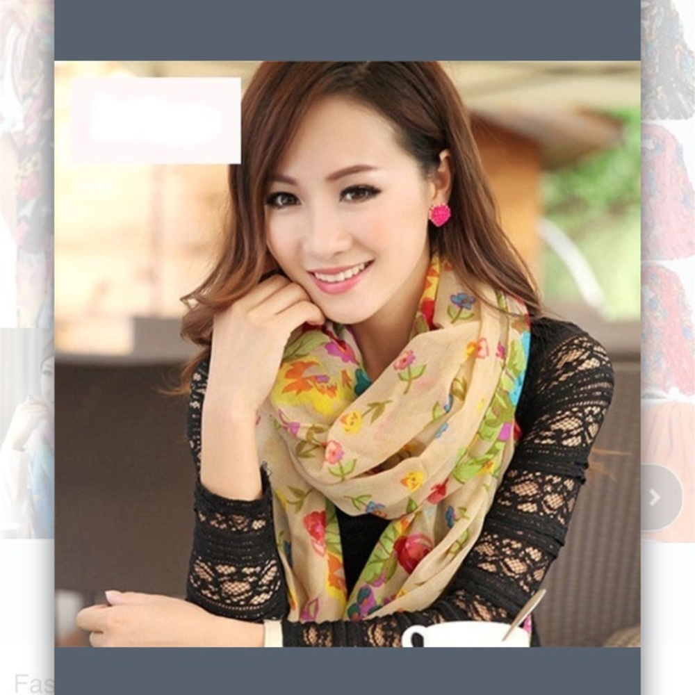 Khaki Fashion Print Cotton Scarf Wrap Ladies Shawl