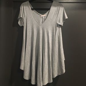 Grey oversized eri + Ali shirt from anthropologie.