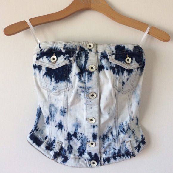 NWOT GUESS STRAPLESS TIE-DYED CORSET TOP SZ MEDIUM - Picture 3 of 5