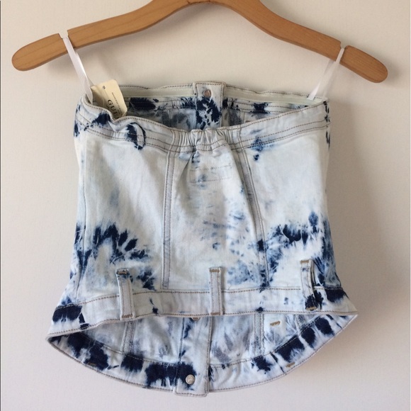NWOT GUESS STRAPLESS TIE-DYED CORSET TOP SZ MEDIUM - Picture 4 of 5