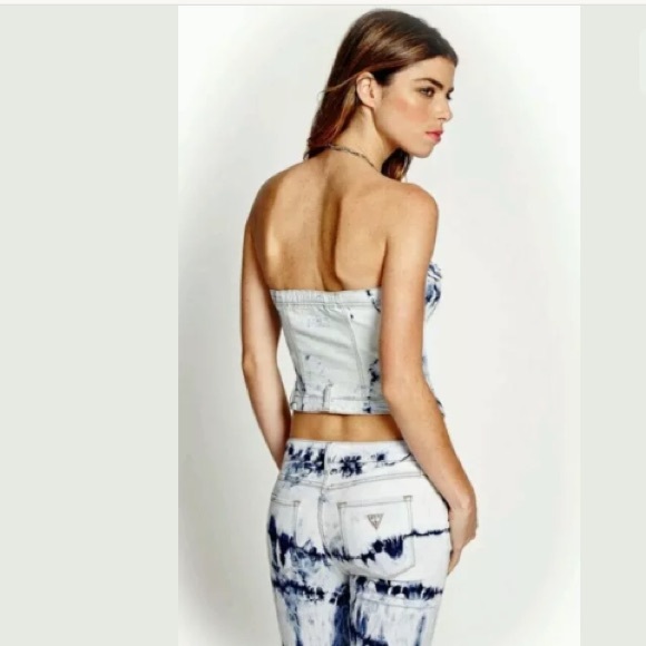 NWOT GUESS STRAPLESS TIE-DYED CORSET TOP SZ MEDIUM - Picture 2 of 5