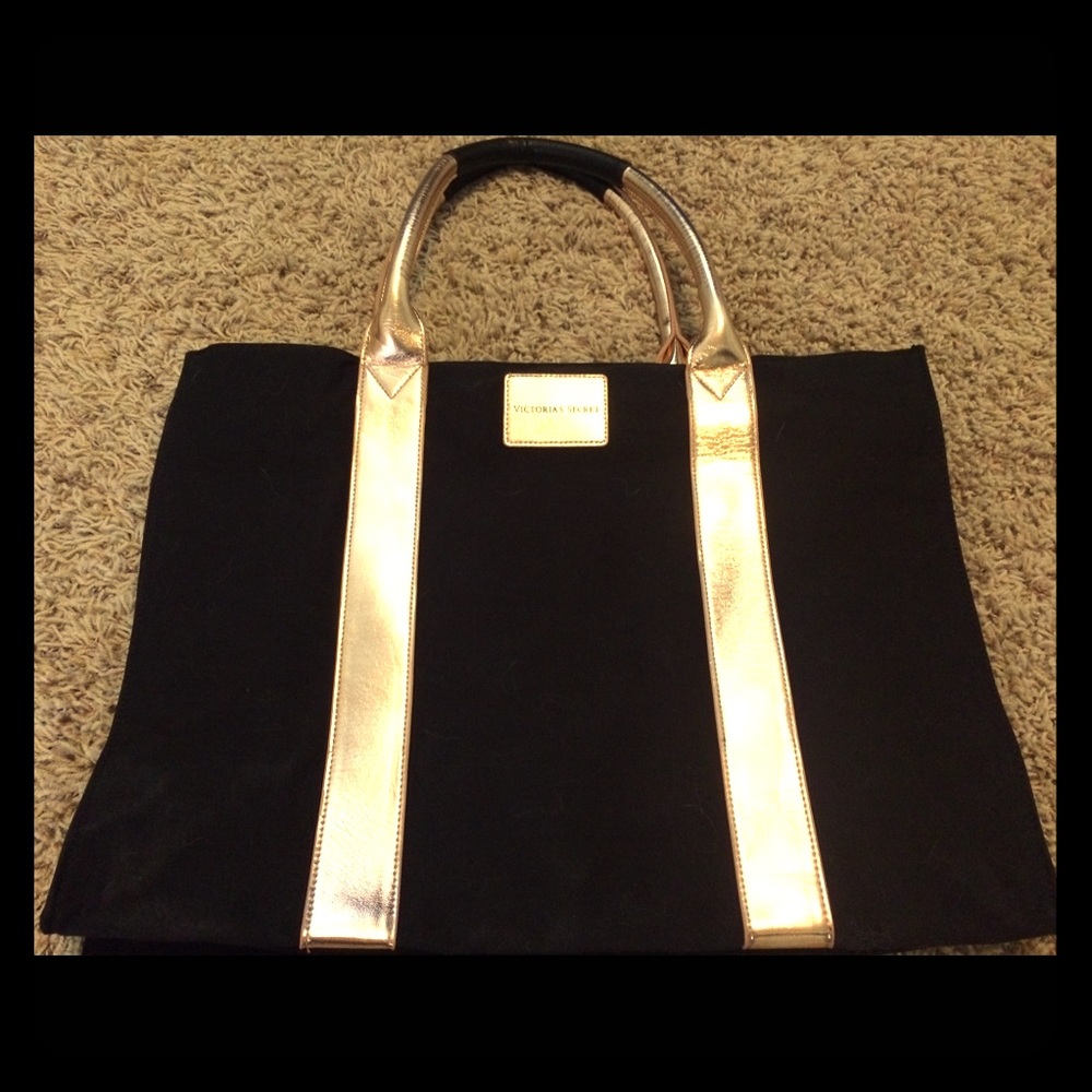 NEW Victoria's Secret Black and Rose Gold Bag