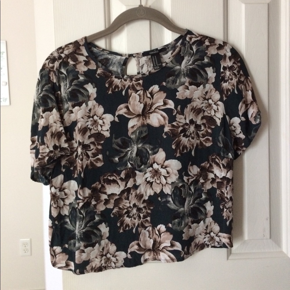 Forever 21 Dark Teal Floral Top