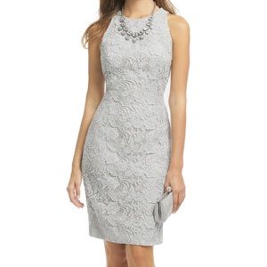 Carmen Marc Valvo Silver Lace Dress