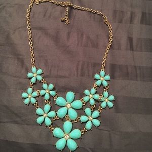 Teal flower statement necklace