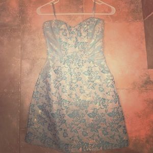 Gold & powder blue dress