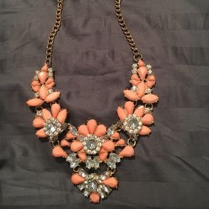 Coral flower statement necklace