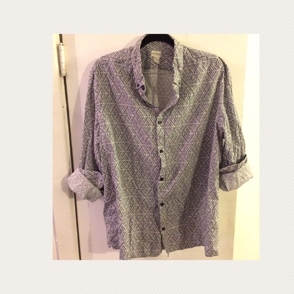 Black and white print button down light weight XL