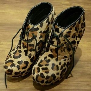 Steve Madden Cheetah Print wedge booties