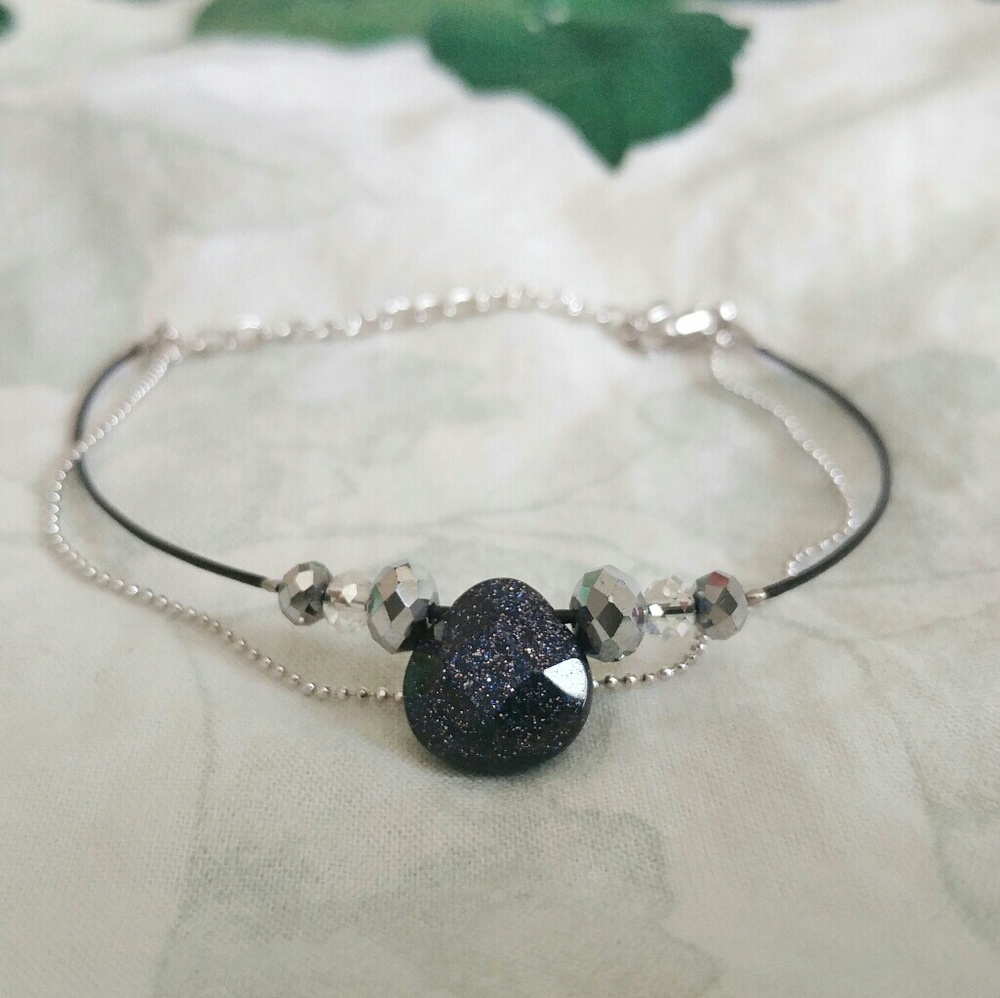 Black Stone Double Chain Bracelet