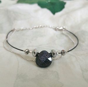 Black Stone Double Chain Bracelet