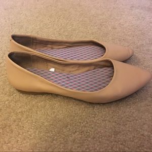 Leather Nude Flats