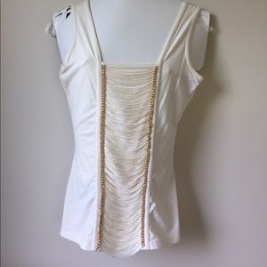 Ivory Cache Top with Gold and Fringe Detail