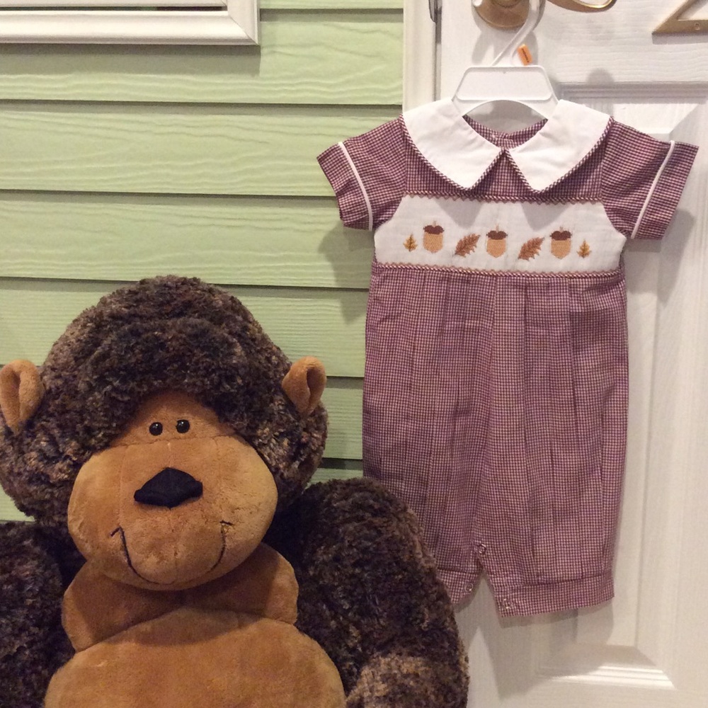 Acorn smocked romper