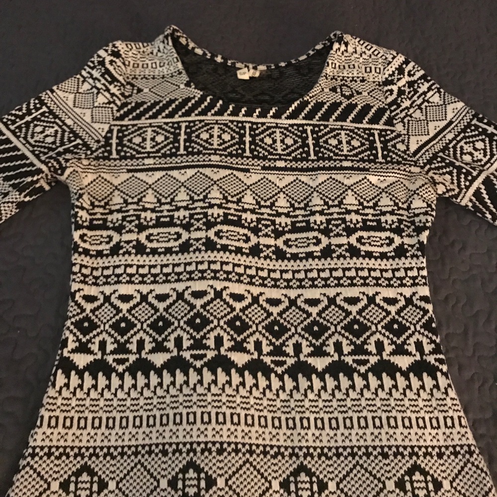 Black and white tribal print dress