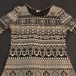 Black and white tribal print dress