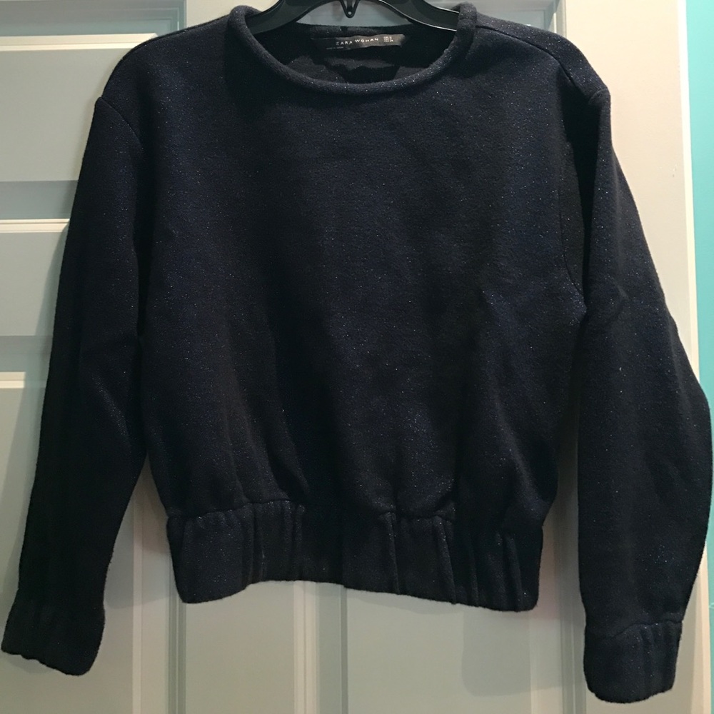 Zara Cropped Sweater- blue sparkles