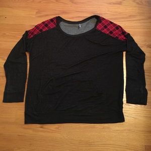 plaid shoulder long sleeve