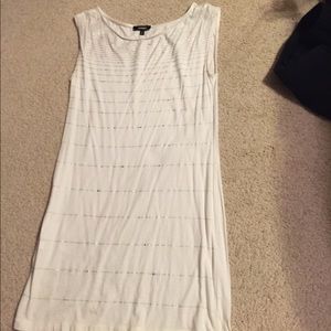 Small express long glitter white tank