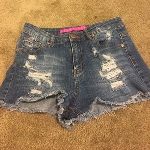 high waisted jean shorts