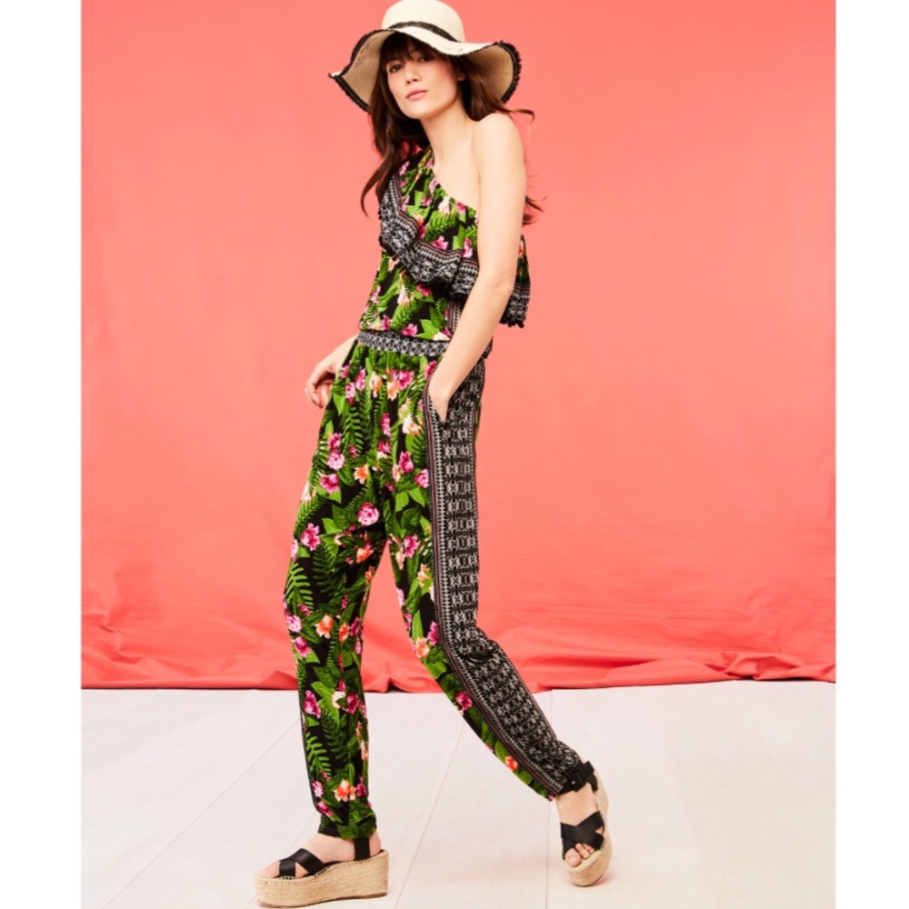INC Printed One-Shoulder Jumpsuit