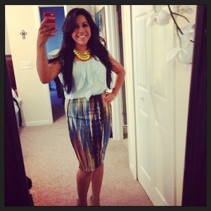 H&M striped blue fitted pencil skirt