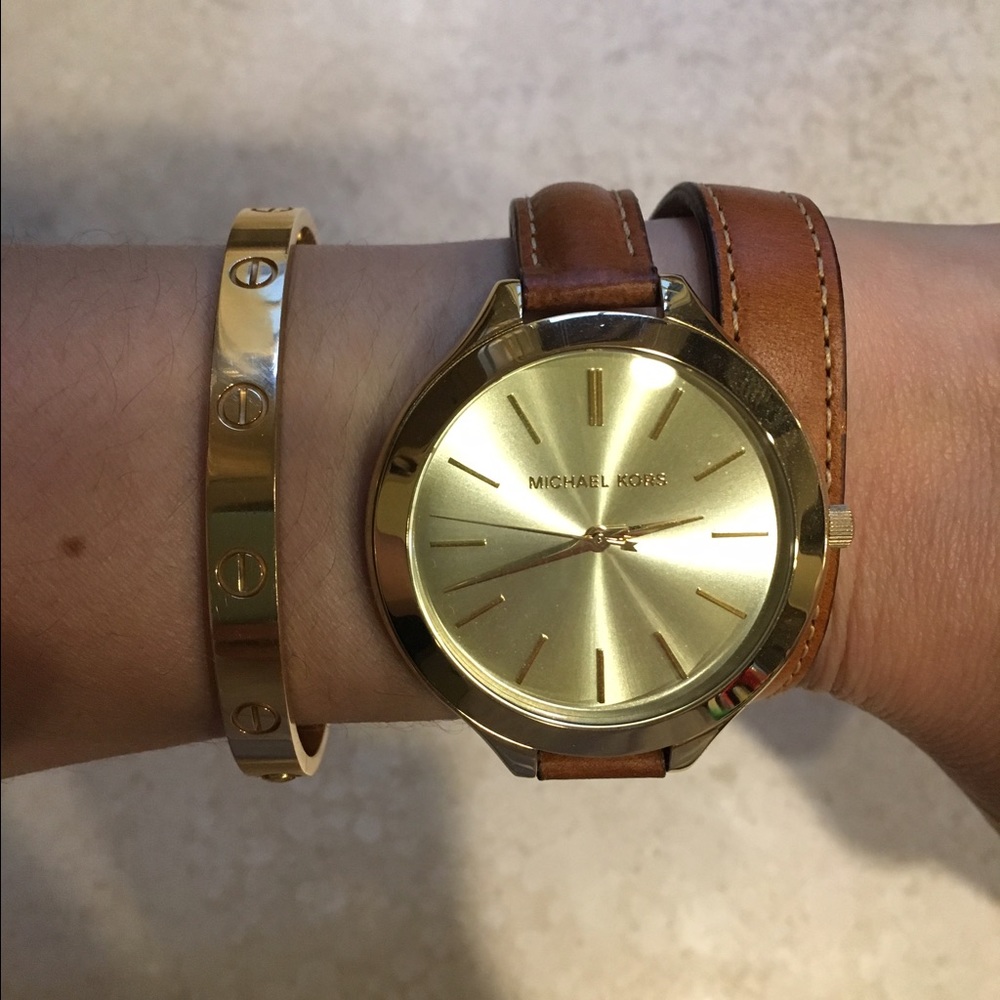 Michael Kors leather double wrap watch