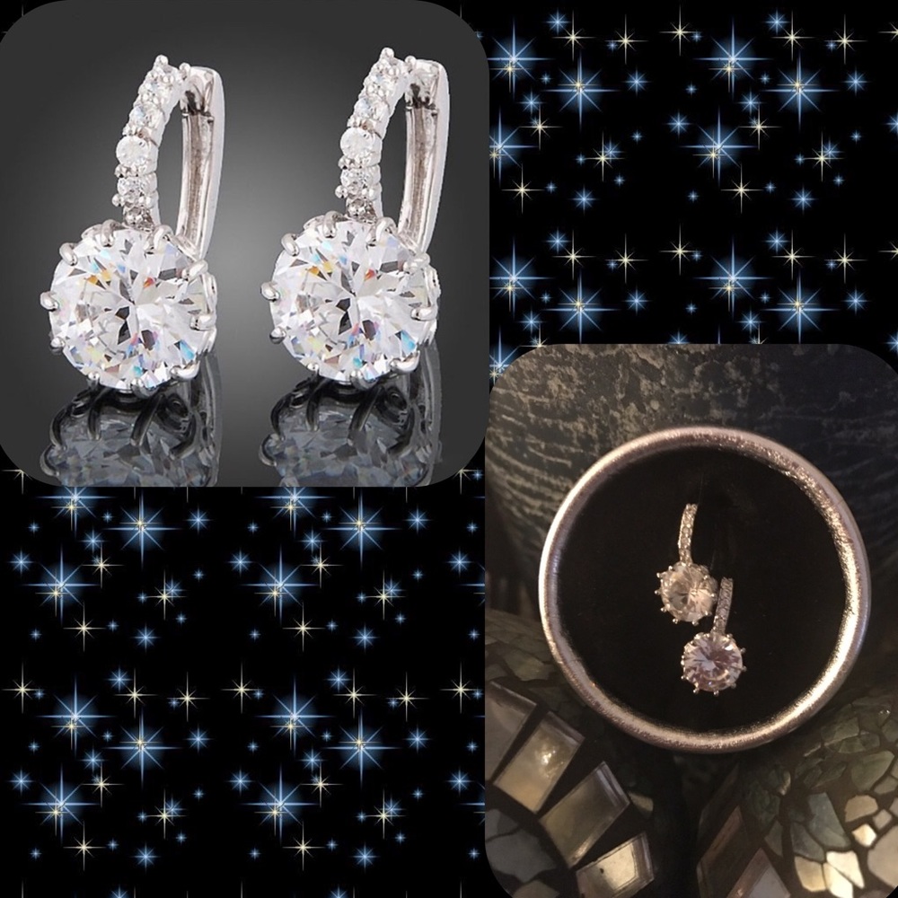 Beautiful Round CZ Leverback Earrings - Picture 2 of 5