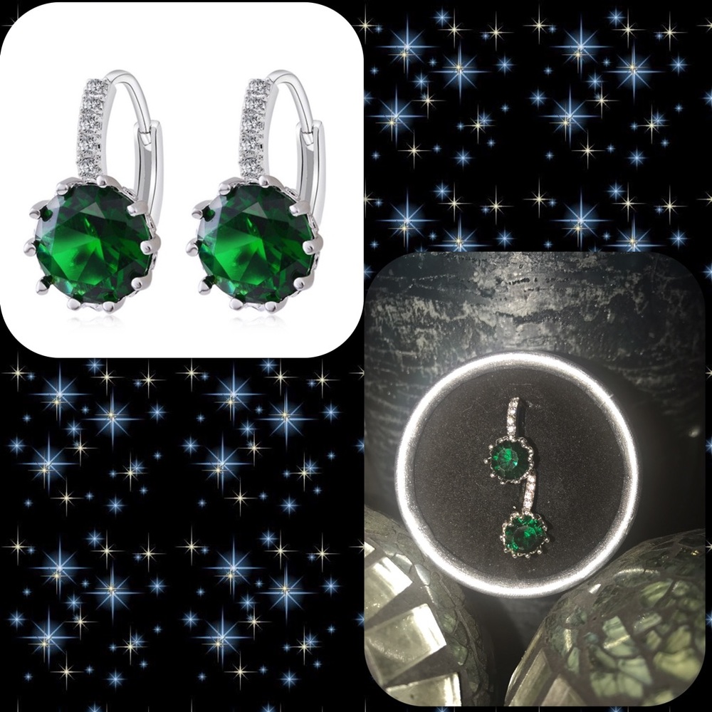 Beautiful Round CZ Leverback Earrings - Picture 4 of 5