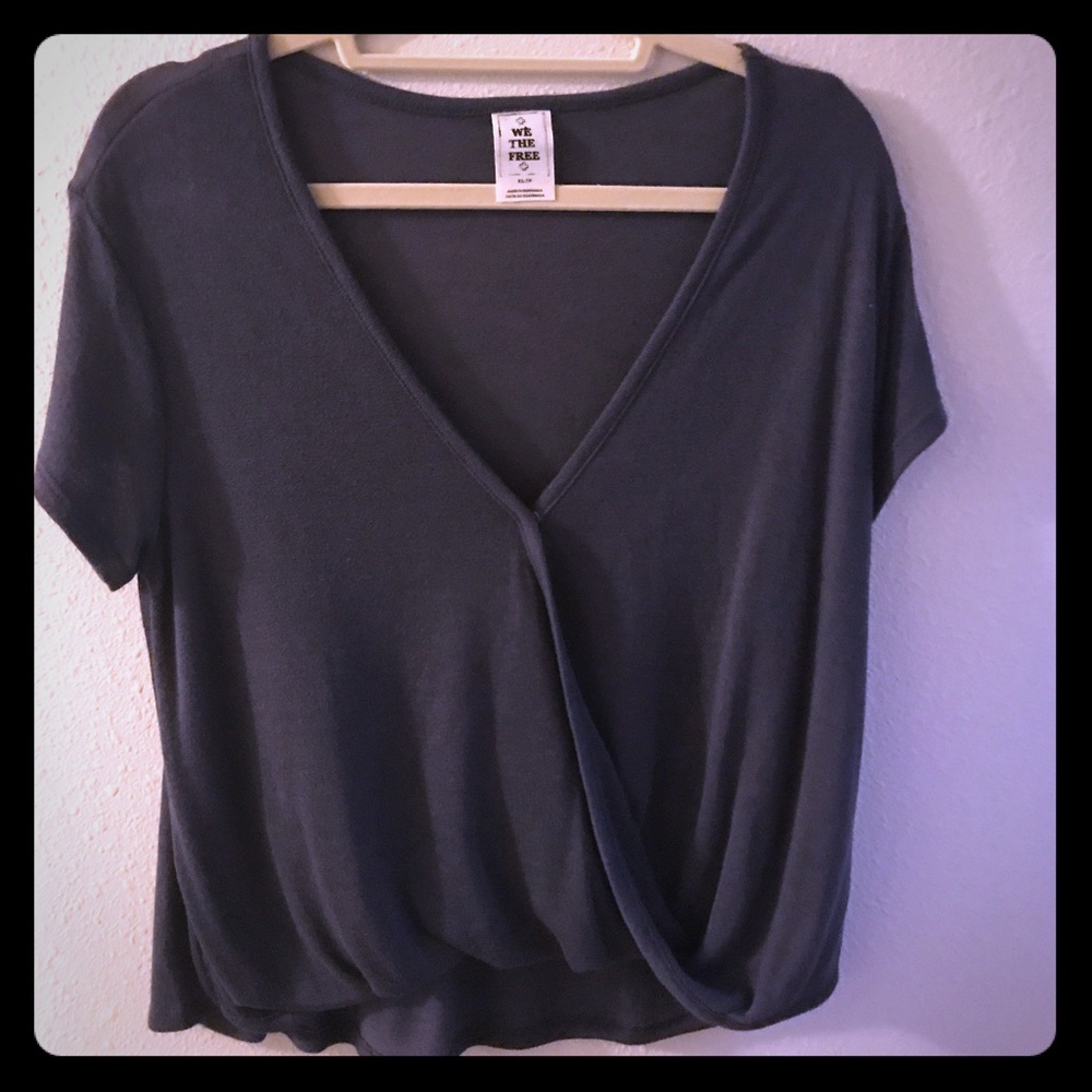 Free People gray surplice top