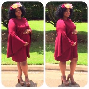 Shift Dress with Bell Sleeves