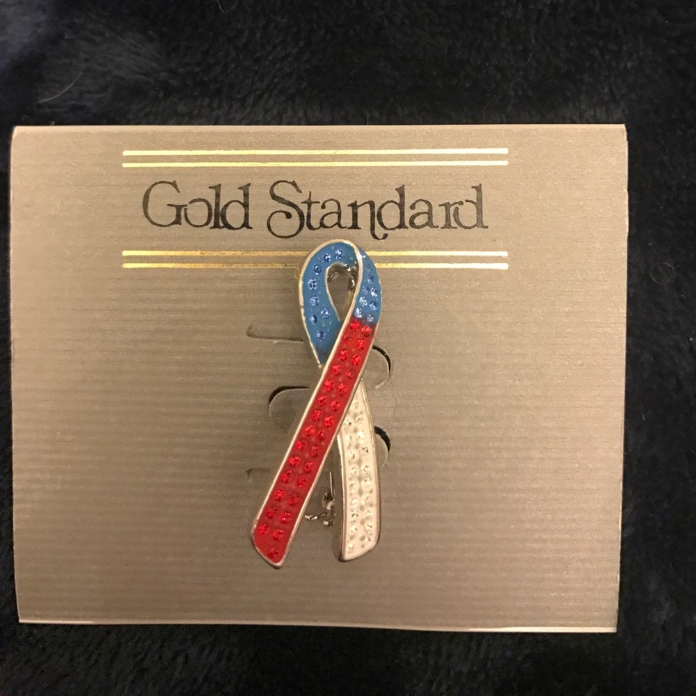 Awareness Ribbon Pin Red, White & Blue
