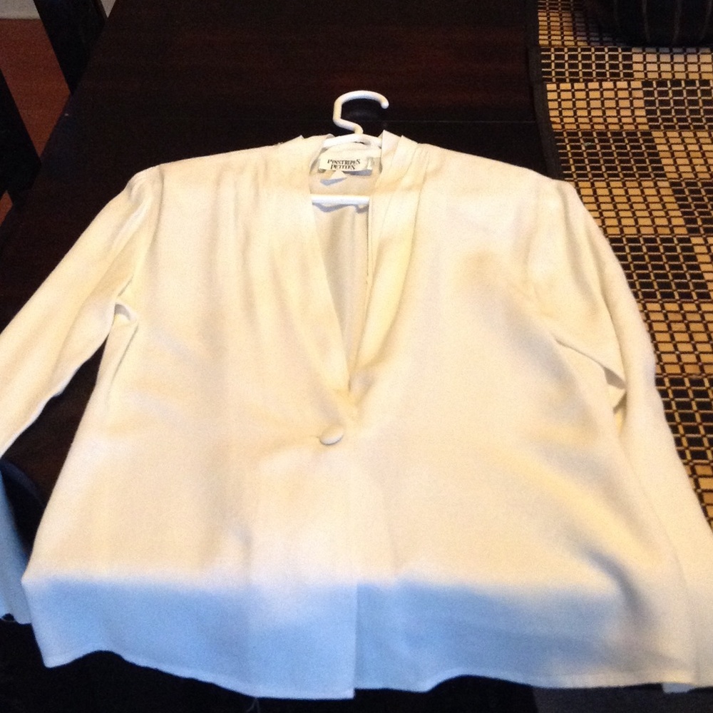Off white pine stripes petite blouse