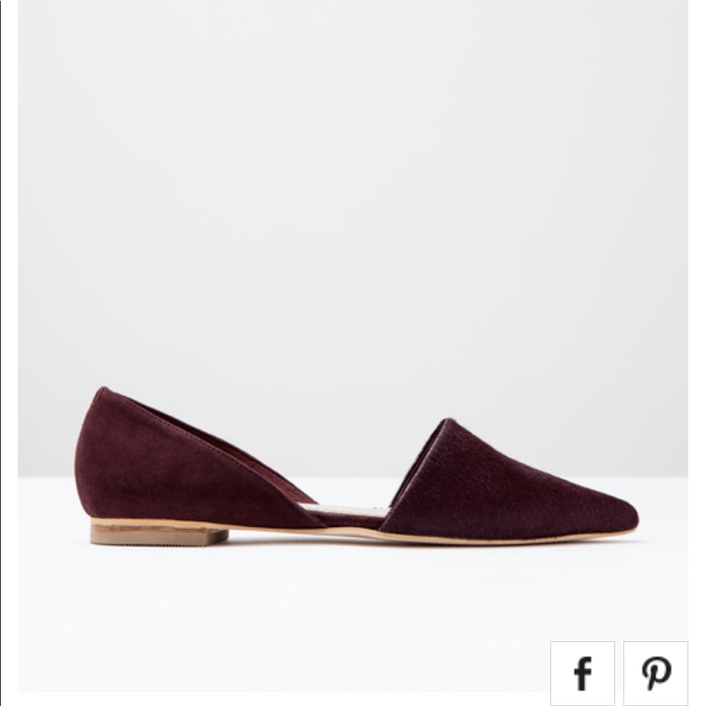 Cleo flat point burgundy cowhide and suede