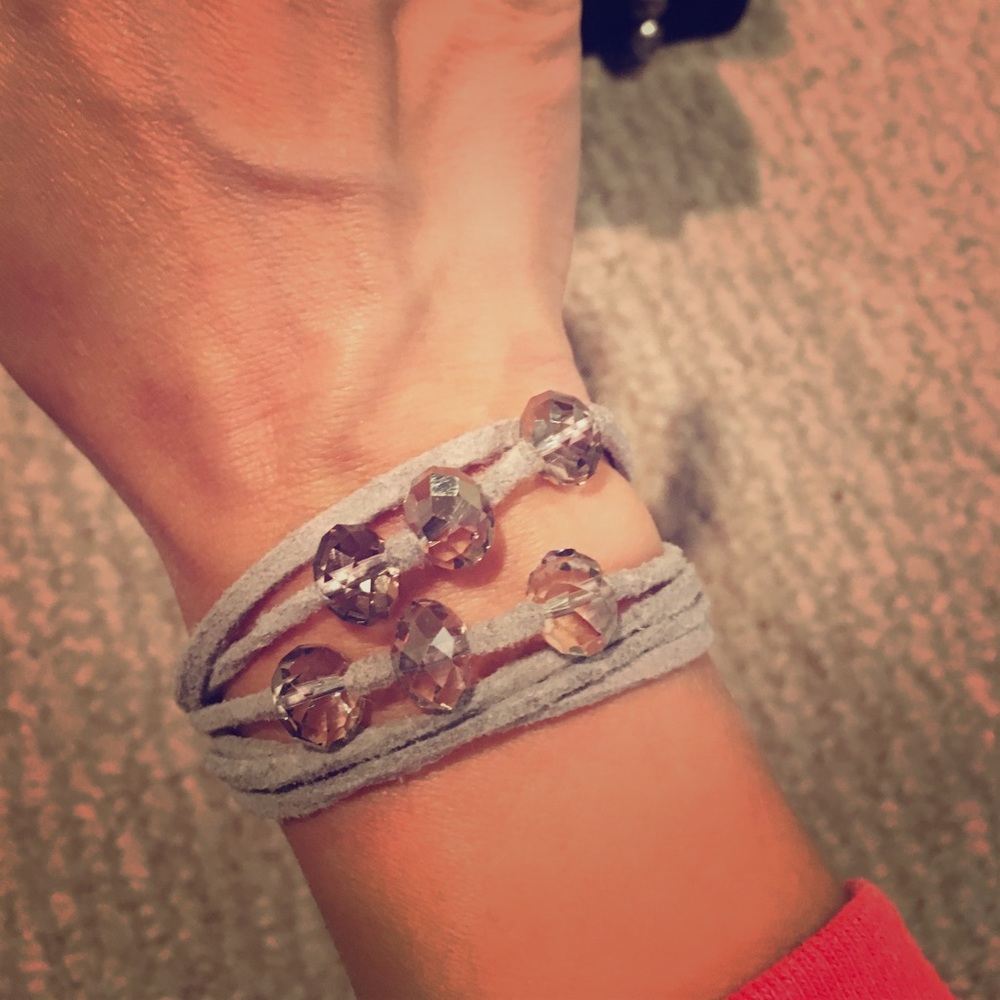 Suede beaded gray bracelet
