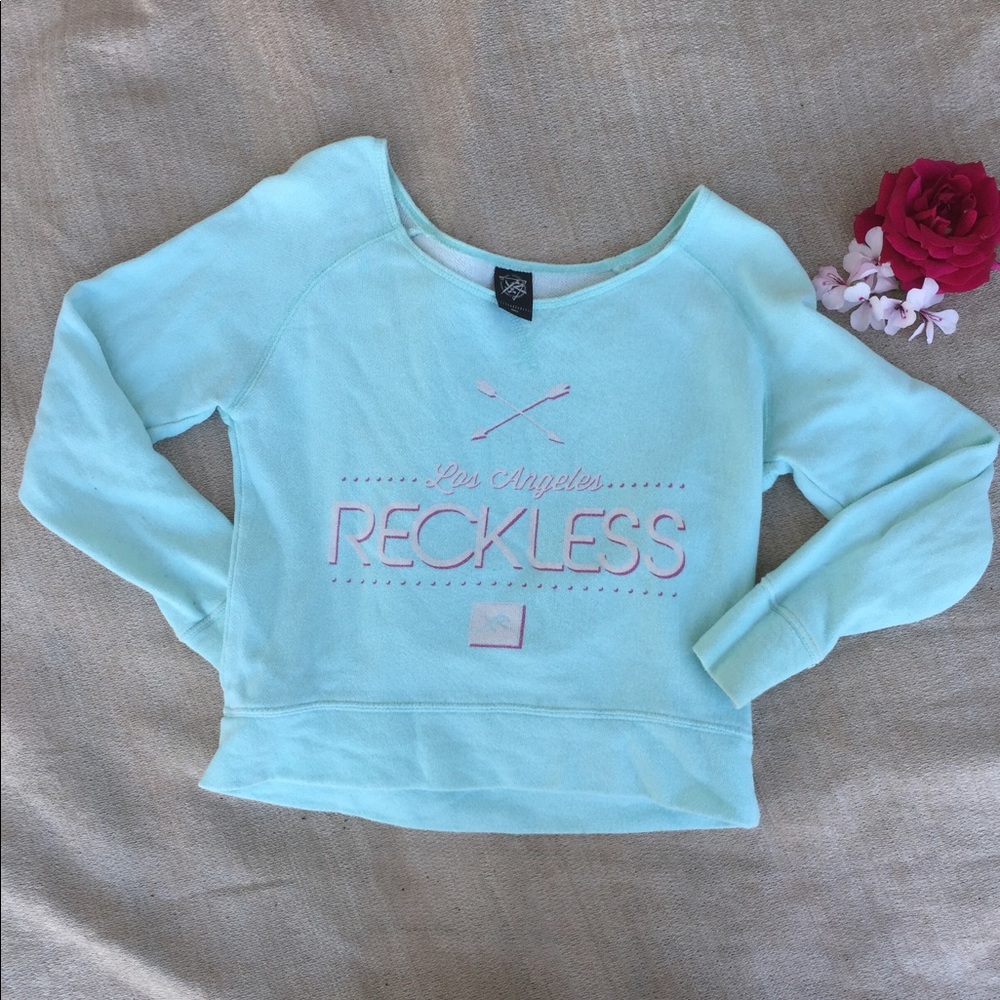 Young & reckless mint green crewneck