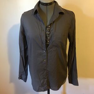 JCrew Grey Embellished Button Down